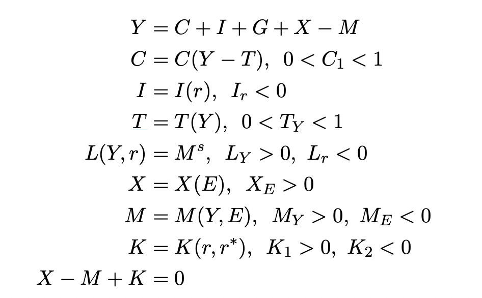 Y=C+I+G+X-M MS, LY > O, Lr < O X X(E), XE>0 MY