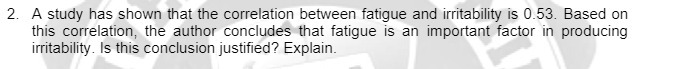 irritability is 0.53. Based on this correlation, the author concludes that fatigue