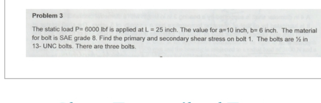  4 Problem 3 The static load P= 6000 lbf is applied