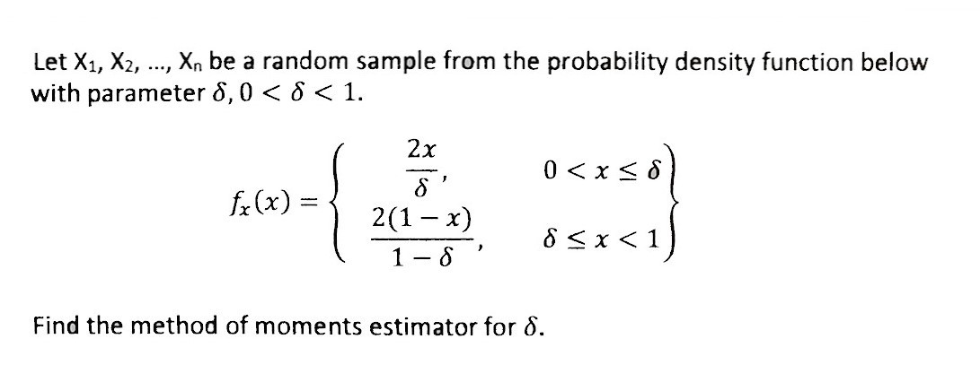 below with parameter 6, 0 < < 1. fx(x) Find the method