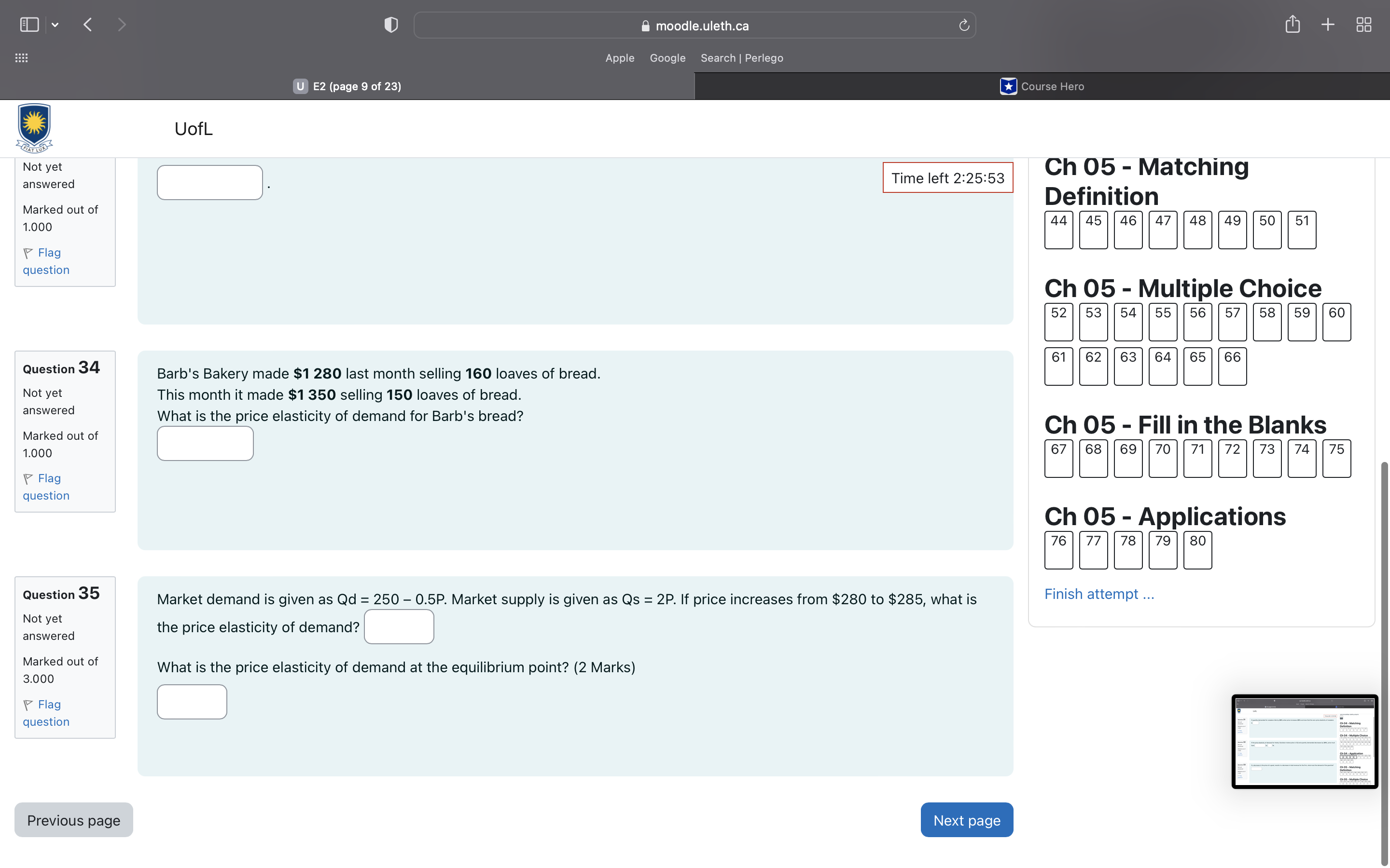 9 of 23) Course Hero UofL OnILLICH SECTION Time left 2:25:56 i