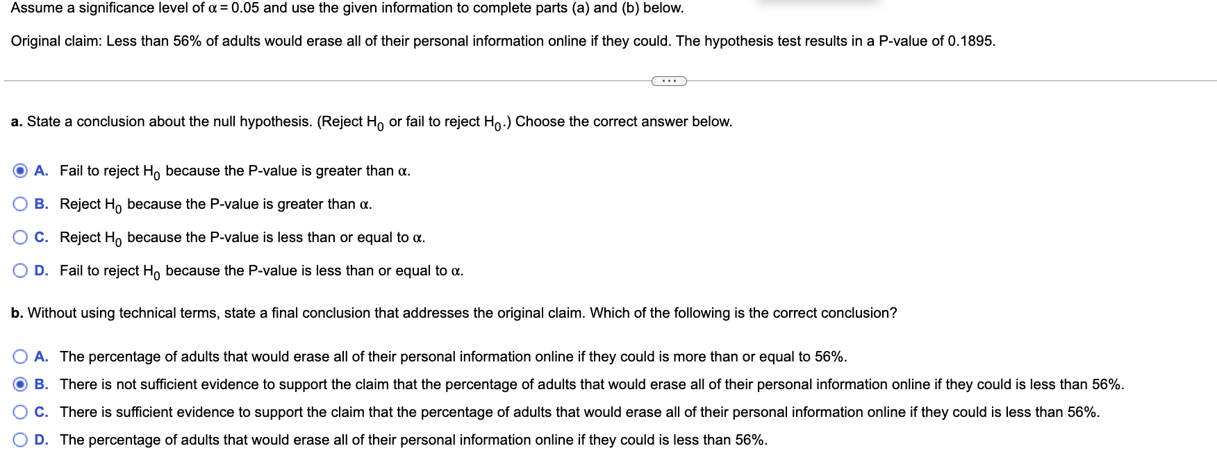 information online if they could. The hypothesis test results in a P-value