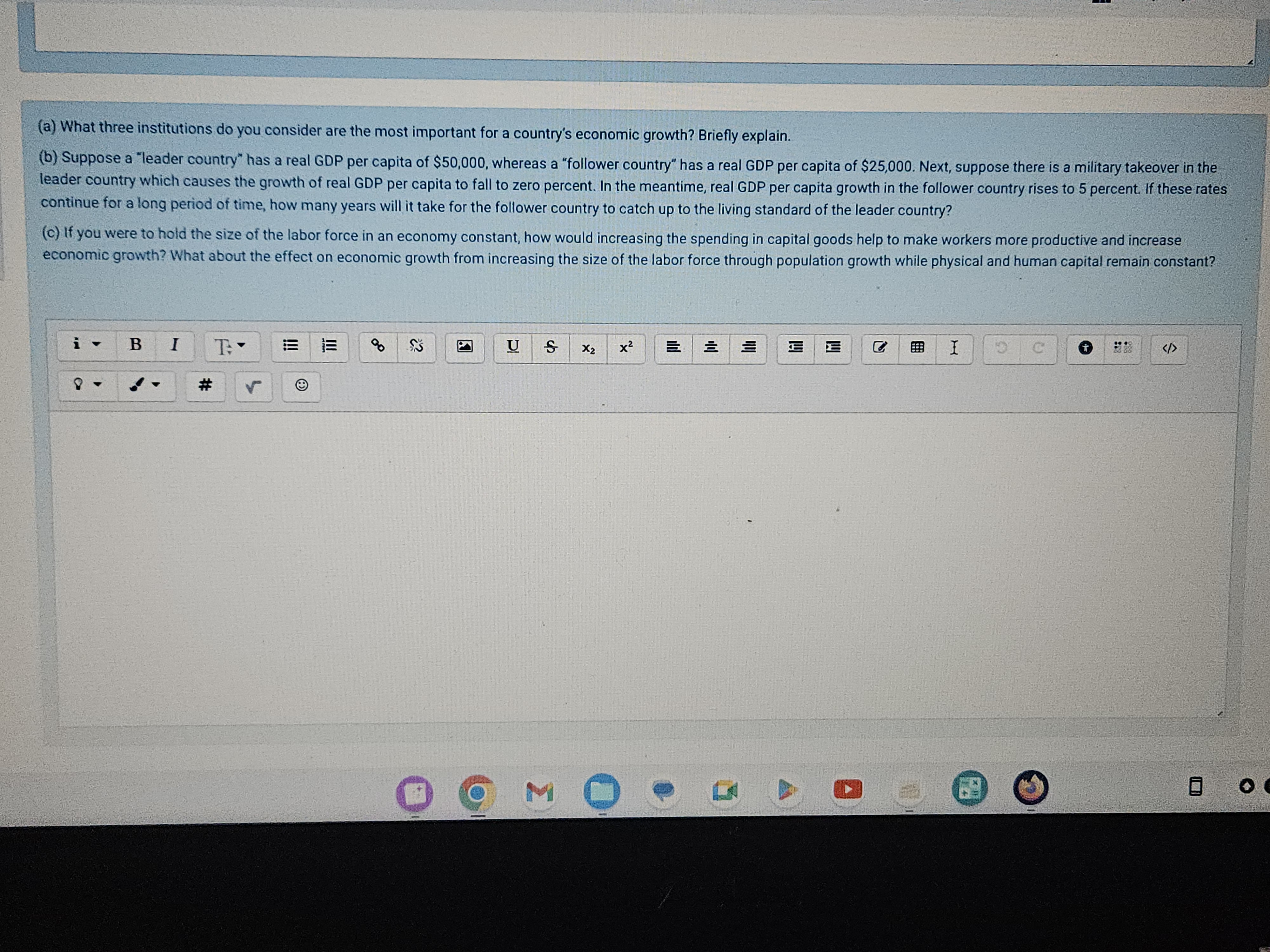 of the following events on Canada's GDP. a) Toby sells his used