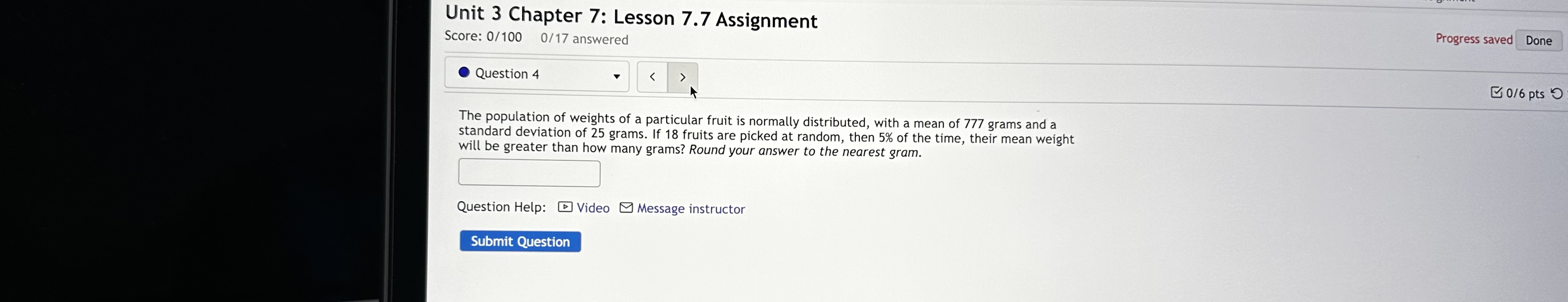 Unit 3 Chapter 7: Lesson 7.6 Assignment In an certain species of