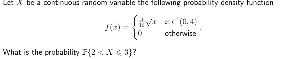density function 3 f (ac) = 16 V x x E (0,