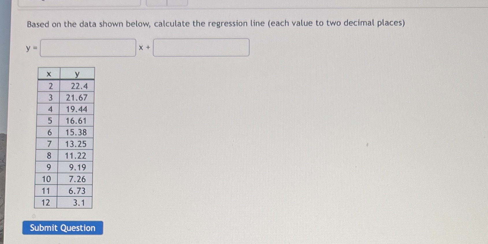 value to two decimal places) y = X + X y 2