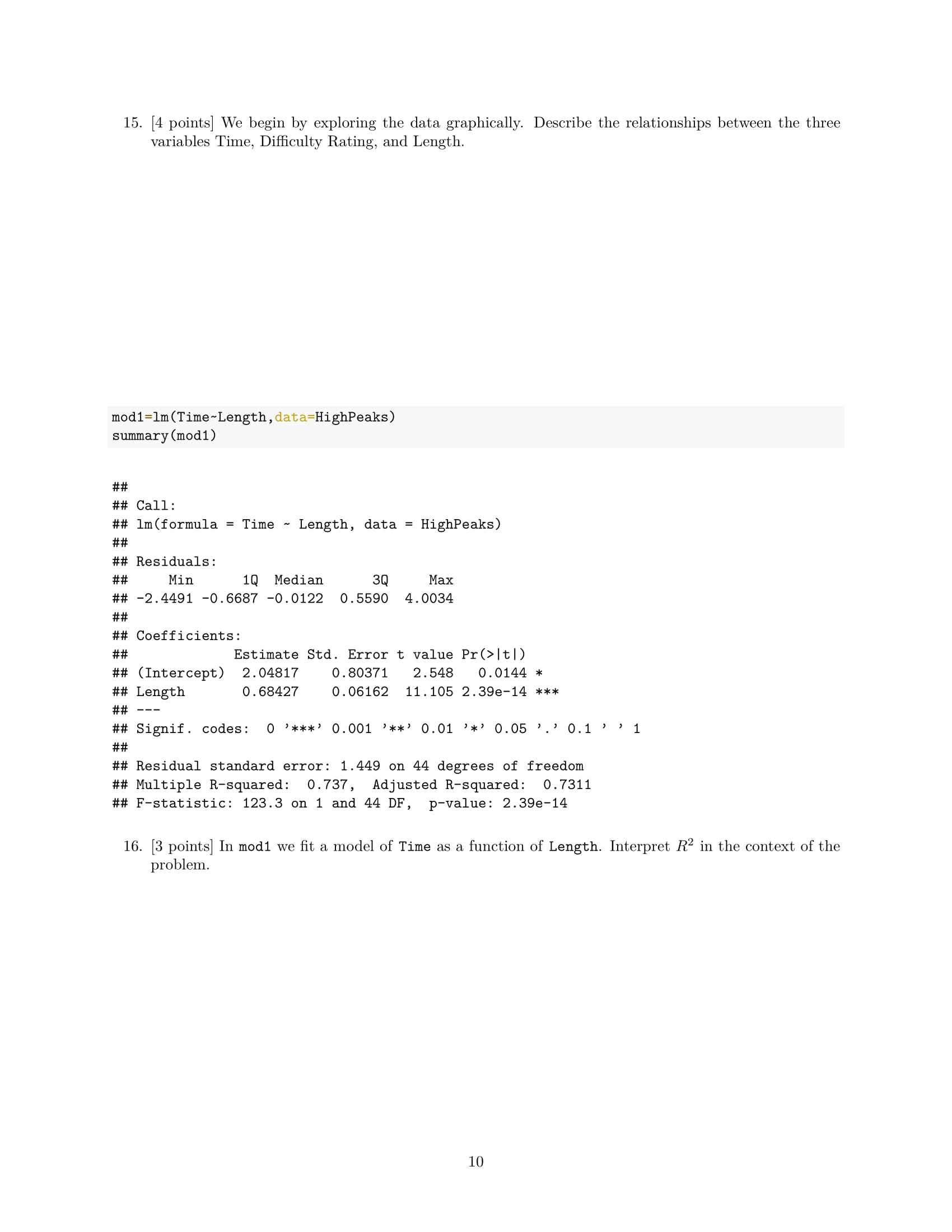 a description of the variables we will consider, followed by the rst