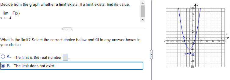  Decide from the graph whether a limit exists. If a limit