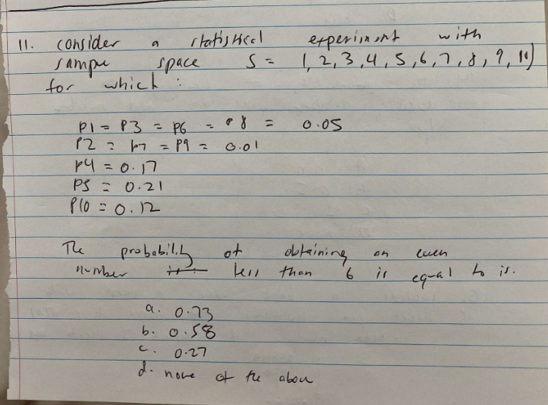  experiment with 11. consider samput space 5 = 1 2, 3