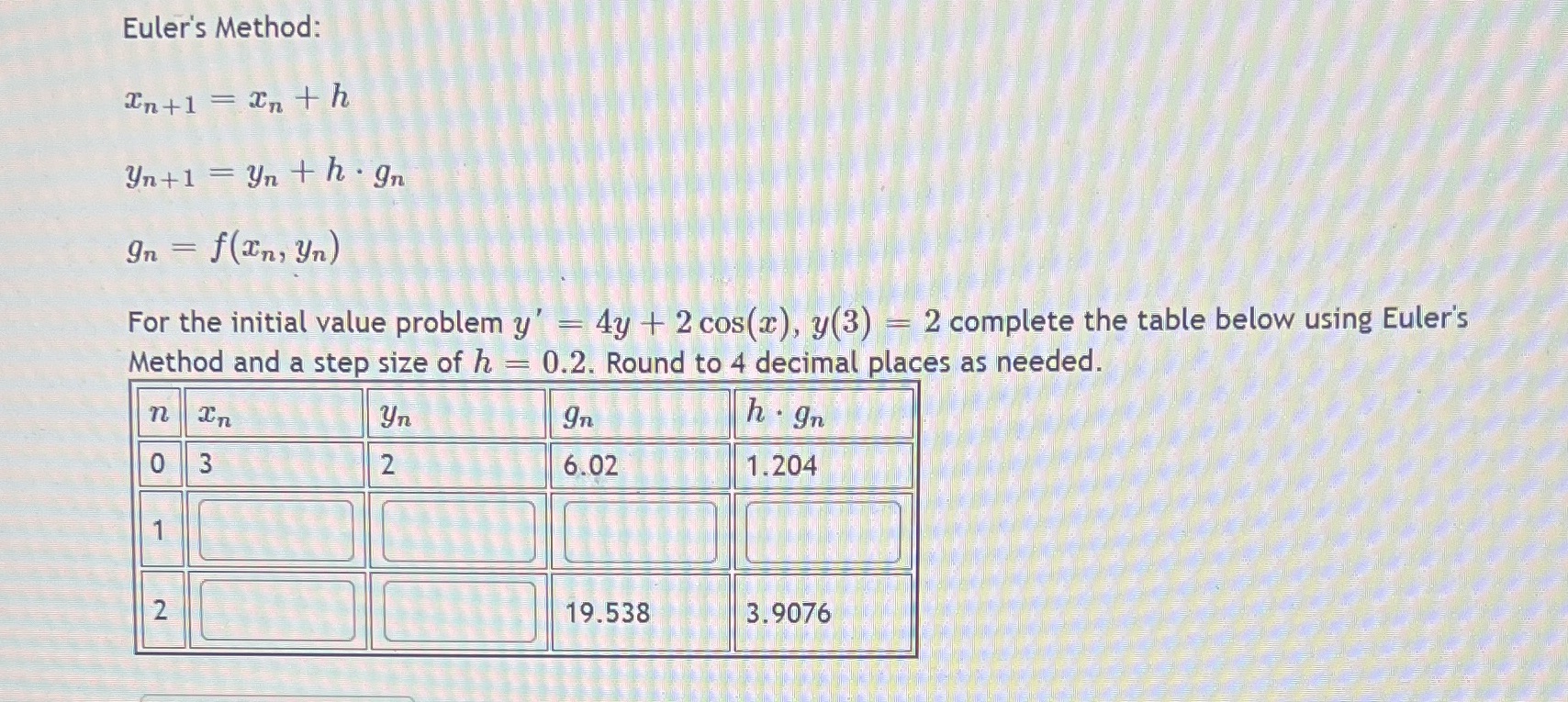  Euler's Method: Un+1 = Un th . gn In = f(In,