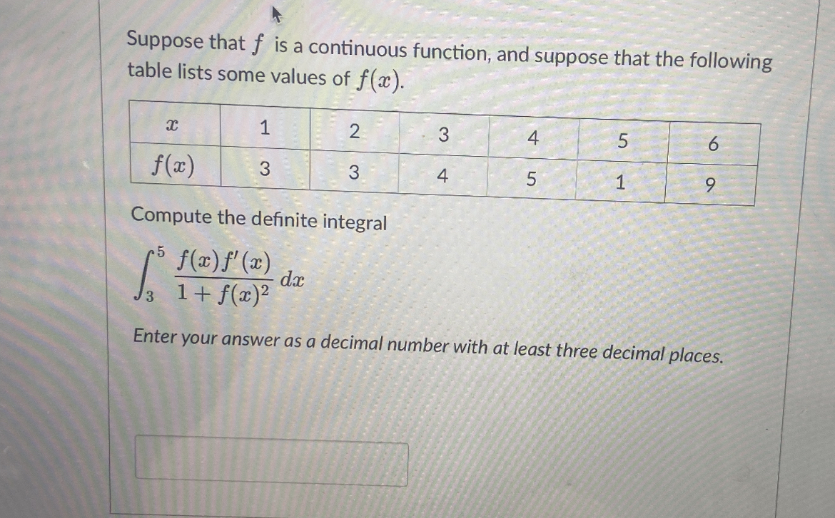 Suppose that f is a continuous function, and suppose that the