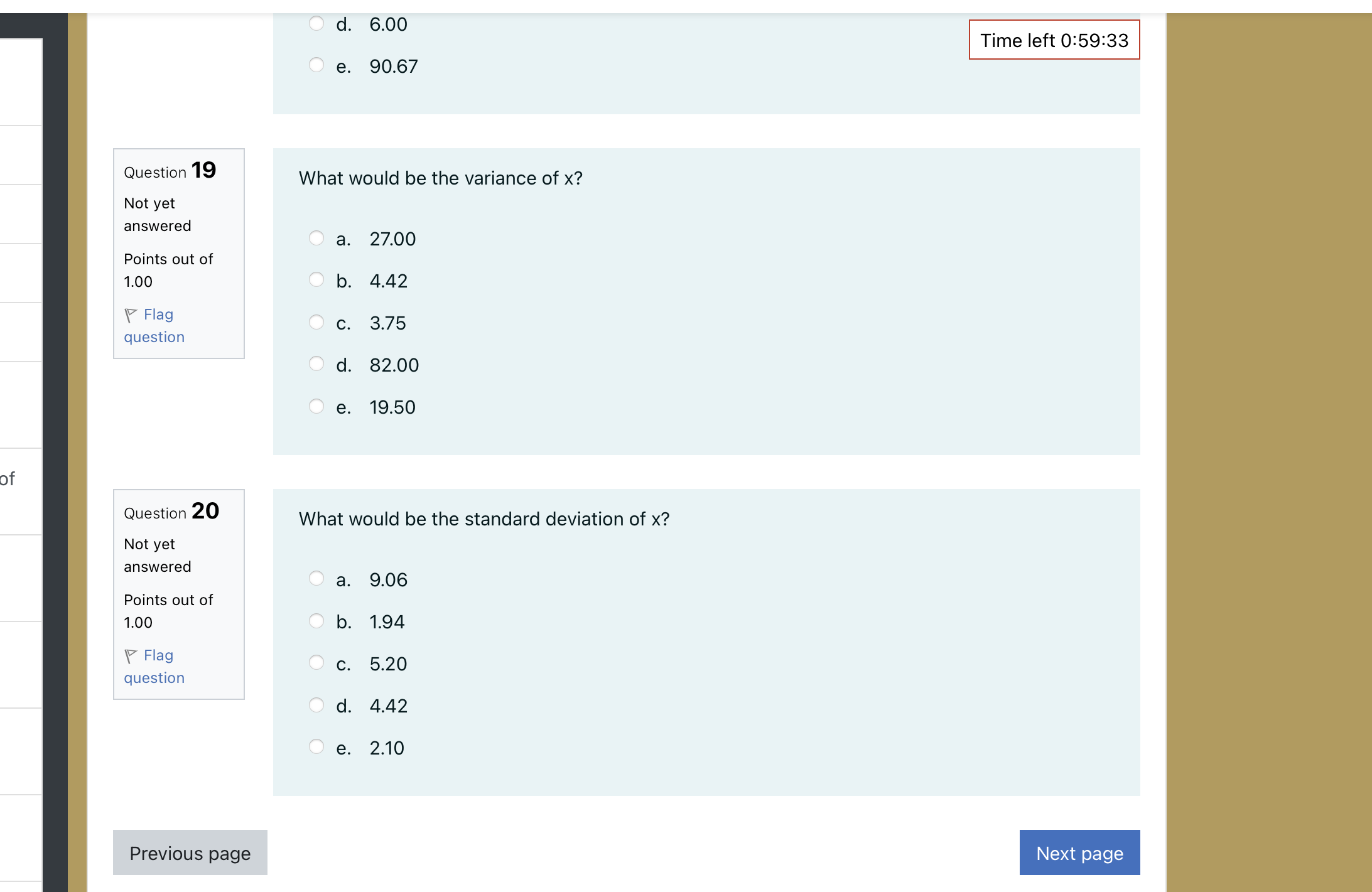 Question 12 Let x be a random variable which represent the number