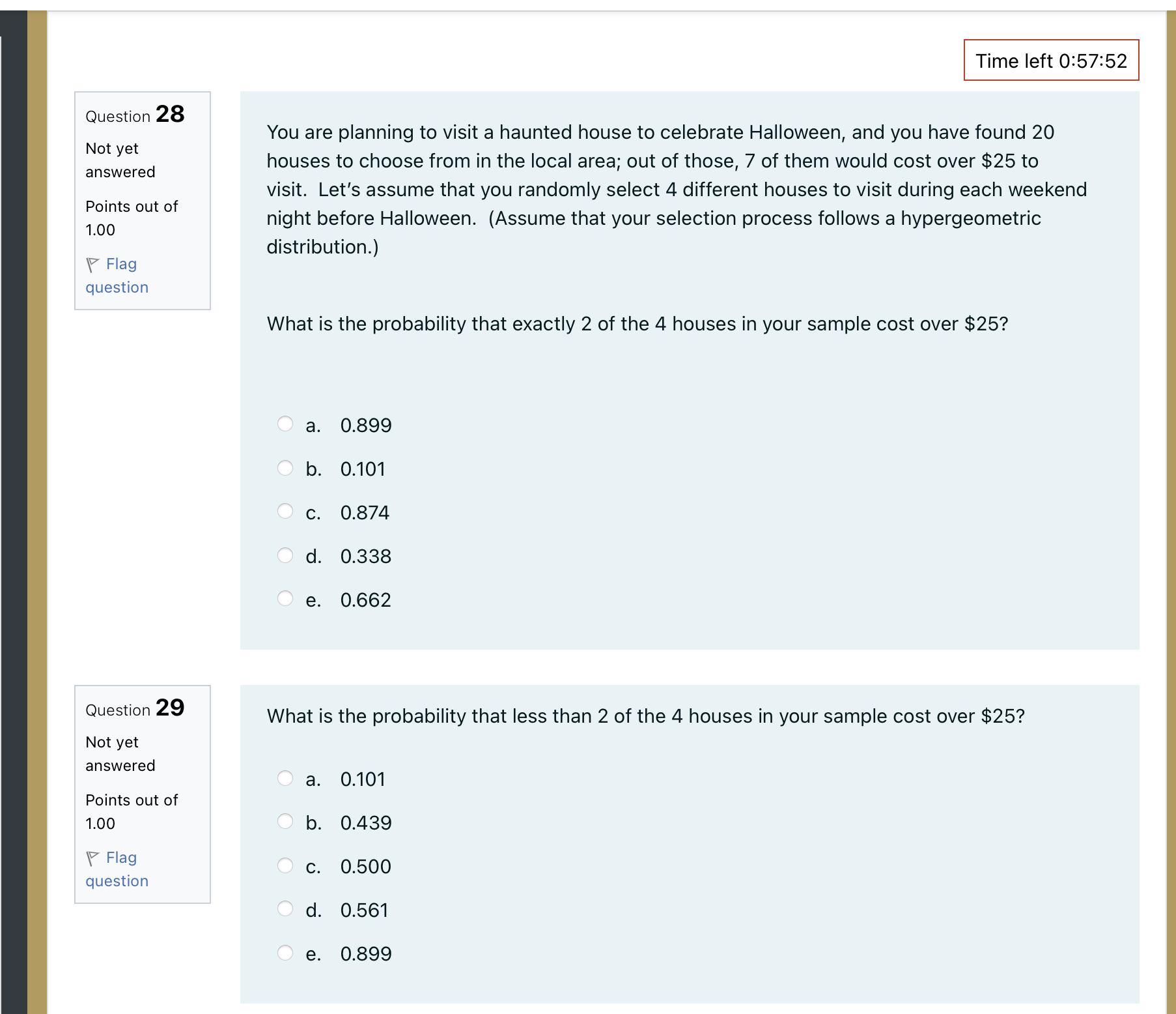 following probability distributions? Flag question Select one: O a. Poisson O b.