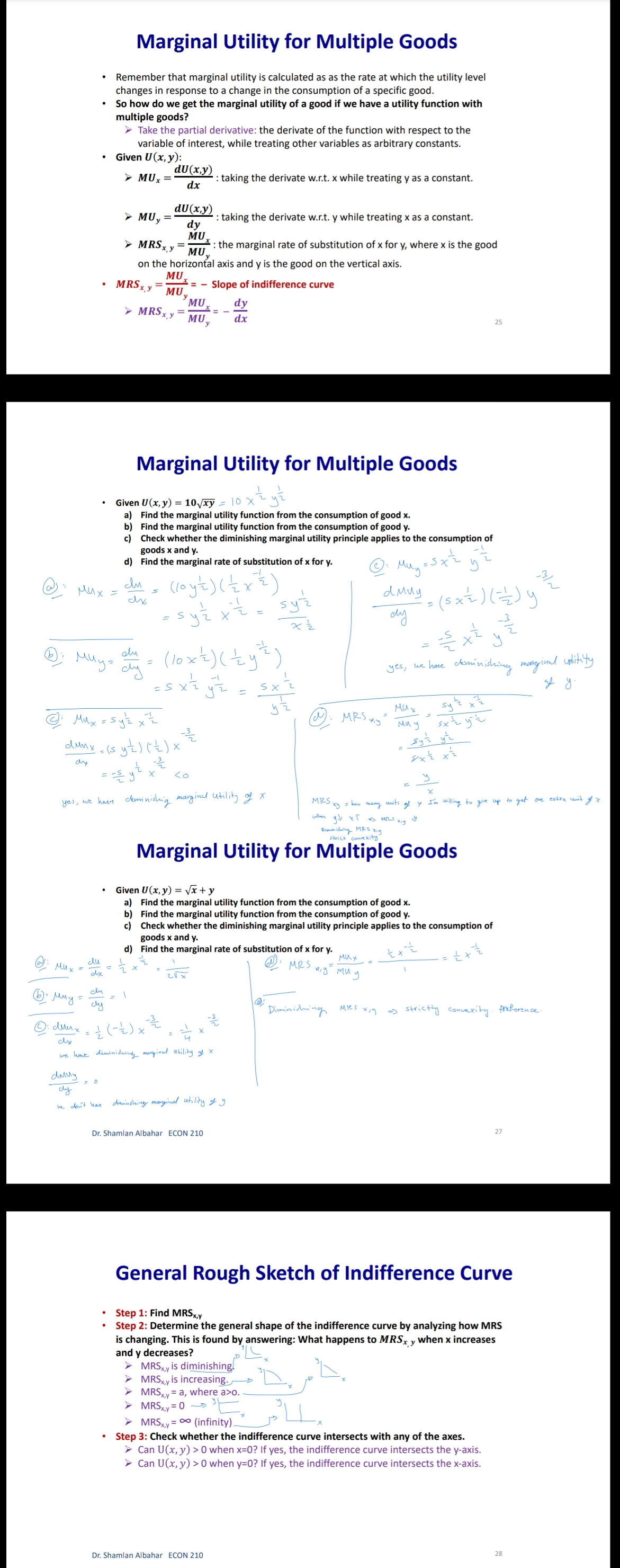 good x y: quantity of good y Px: price of good x