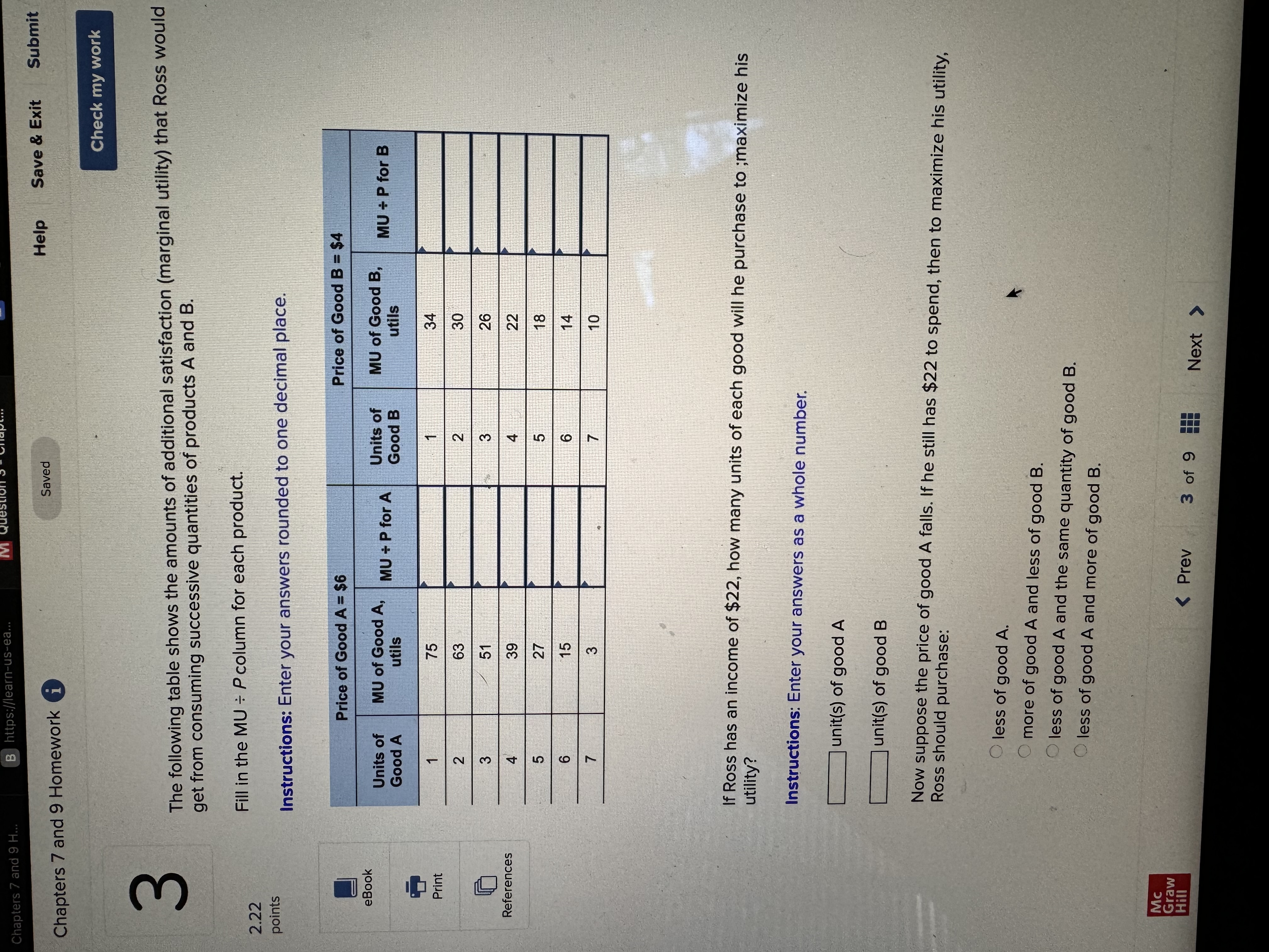 below: Instructions: Enter your answers as a whole number. 2.22 Units Total