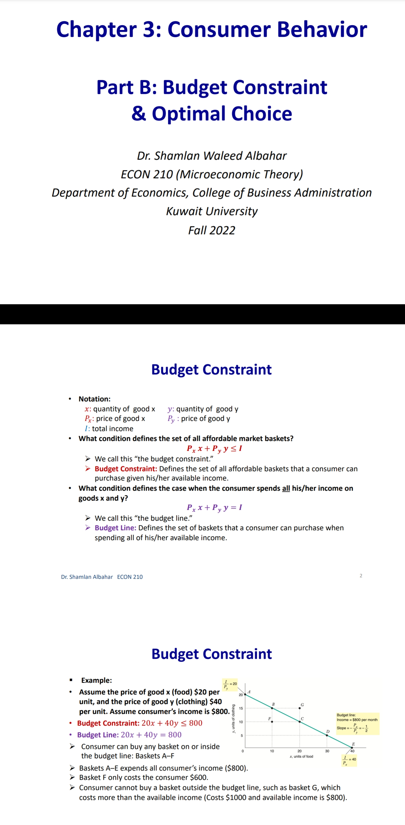 Defines the set of all affordable baskets that a consumer can purchase