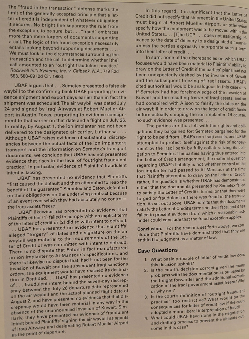 given the many problems with the documentation as prepared by the freight