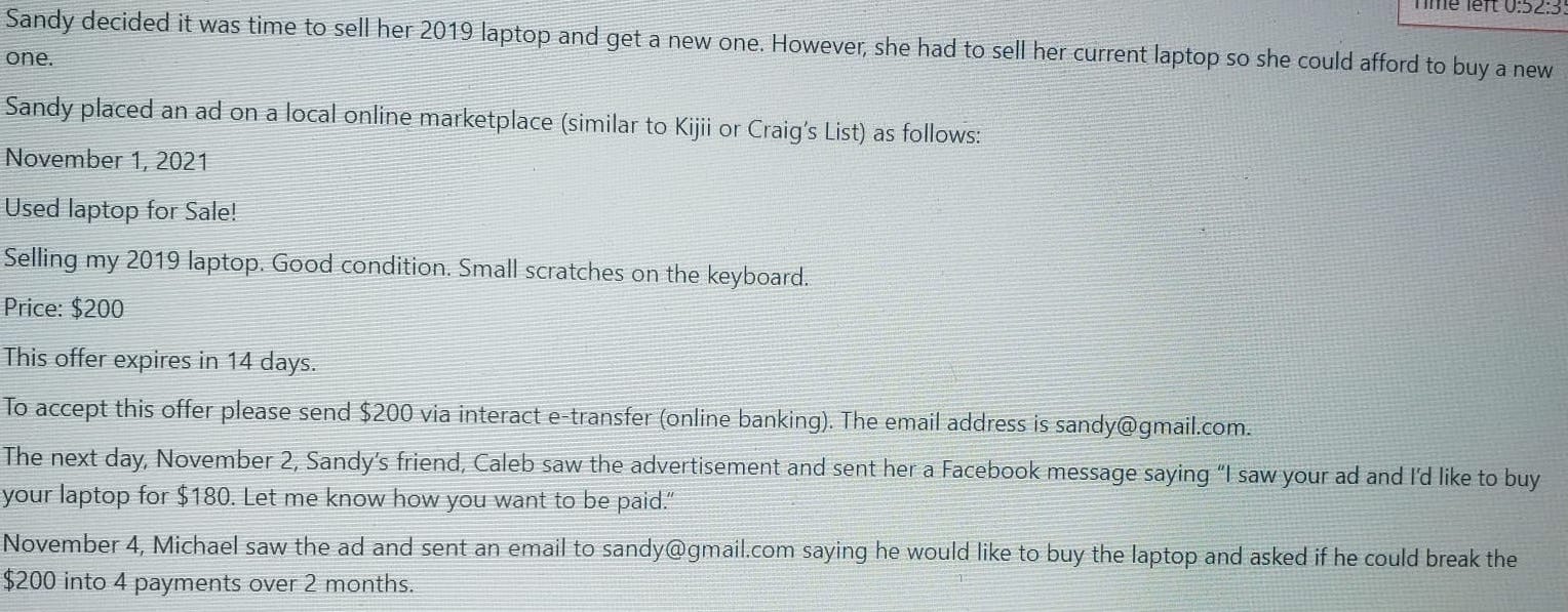 sandy decided it was time to sell her 20191aptop and get a