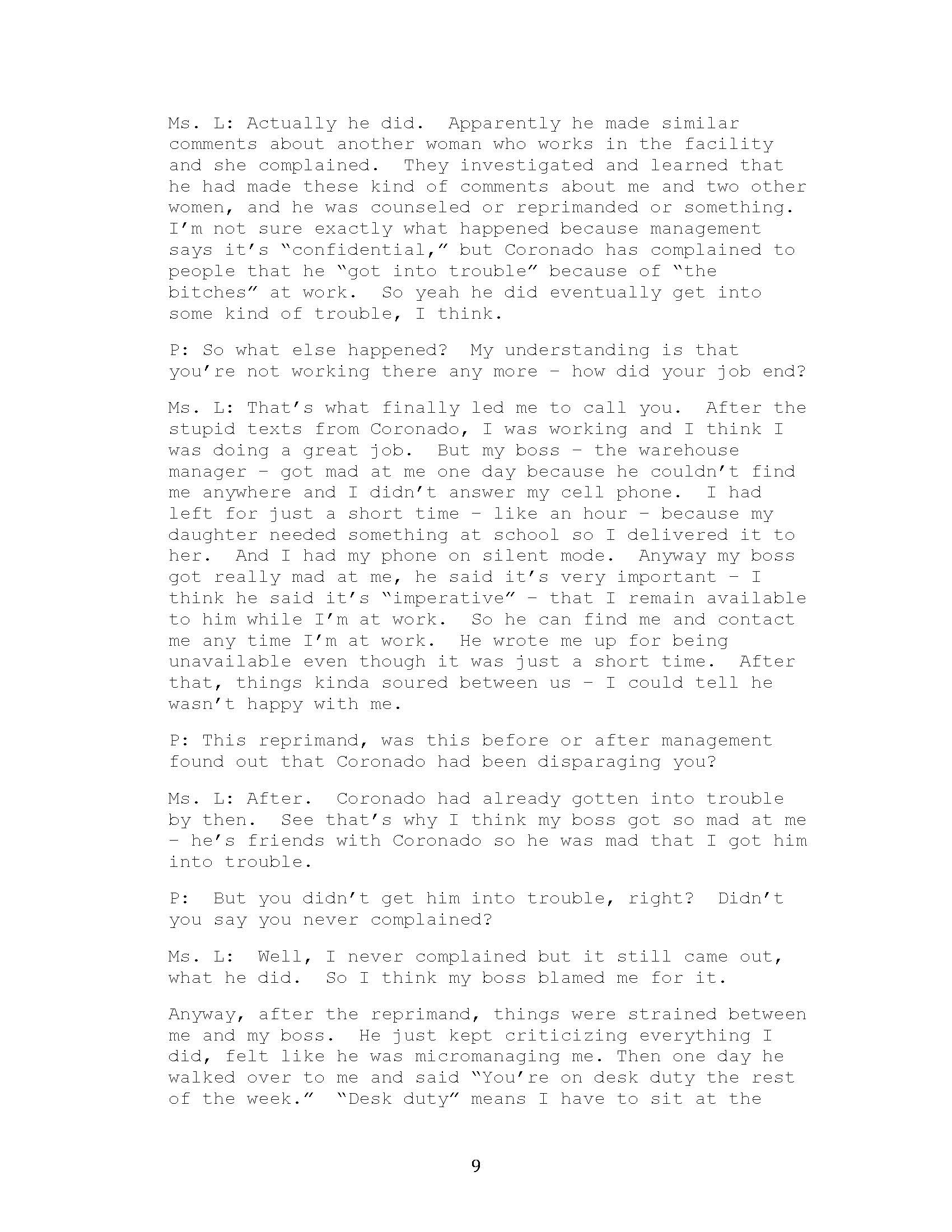 materials in the case file: an interview with the client and some