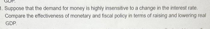 for money is highly insensitive to a change in the interest rate.