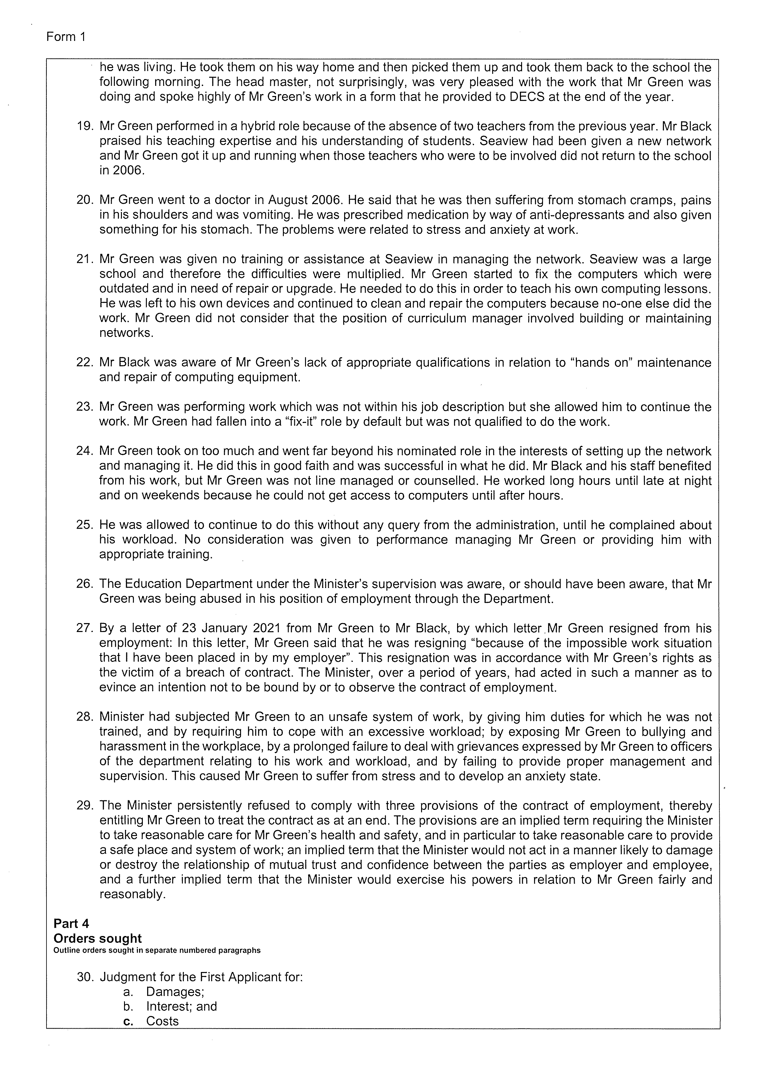 and Litigation Guardian Name (if applicable) for each party. Each party should