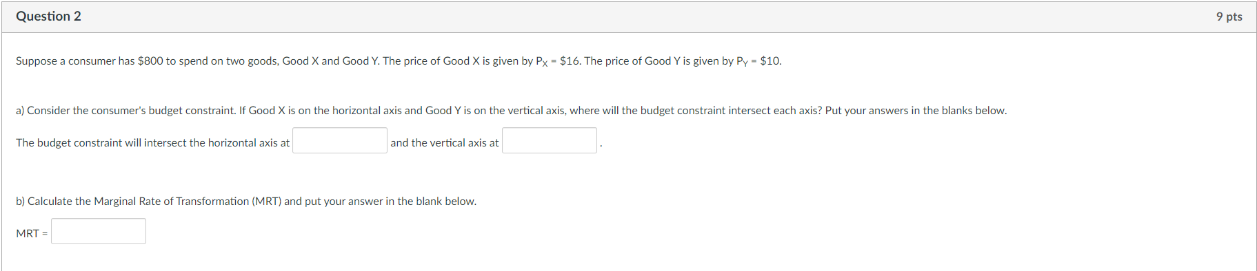 from the previous guestion, write the equation for the consumer's budget constraint.