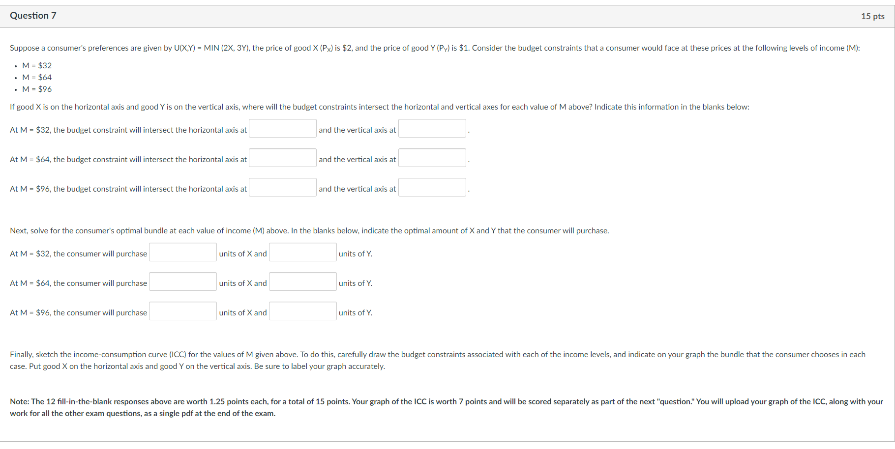 work for all other questions in this exam, in a single pdf