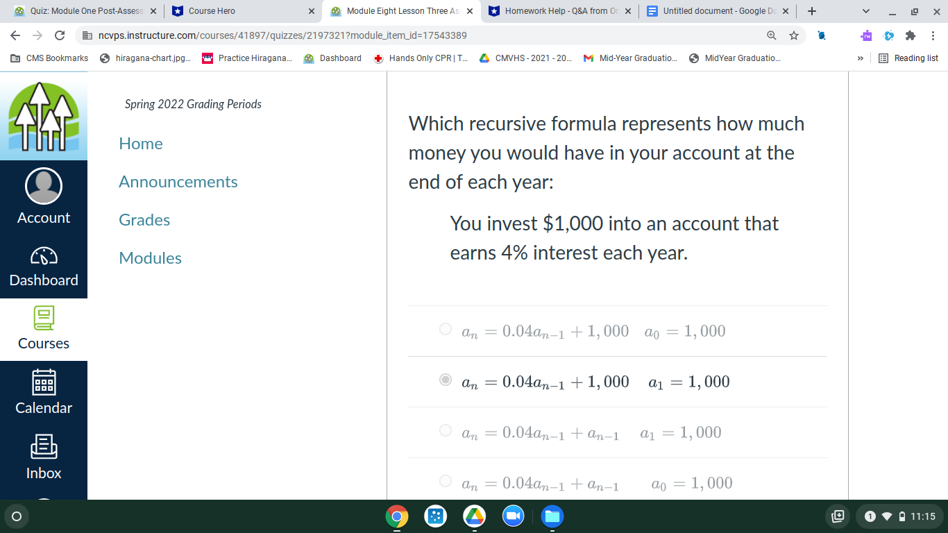 recursive form: Home an = an-1 +4 a1 = 3? Announcements Account