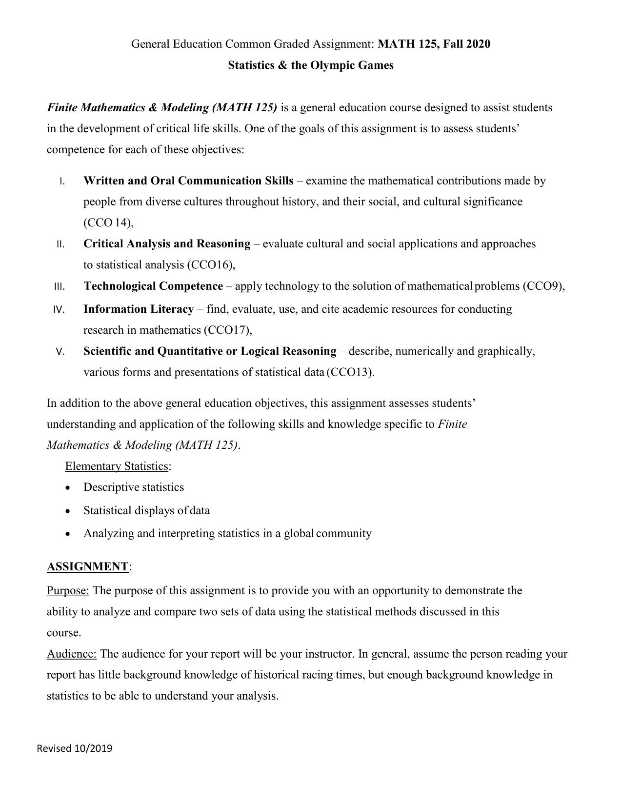  General Education Common Graded Assignment General Education Common Graded Assignment: MATH