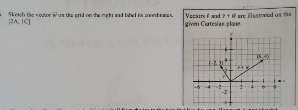 grid on the right and label its coordinates. [2A, IC] Vectors v