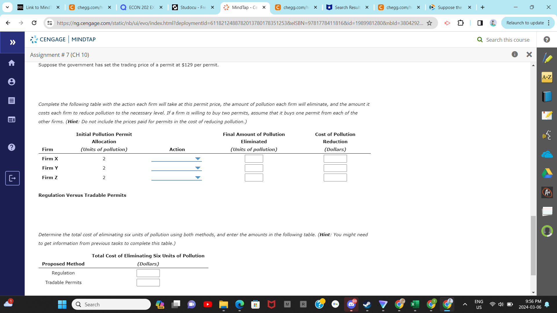 Firm Z 2 Regulation Versus Tradable Permits ? Determine the total cost