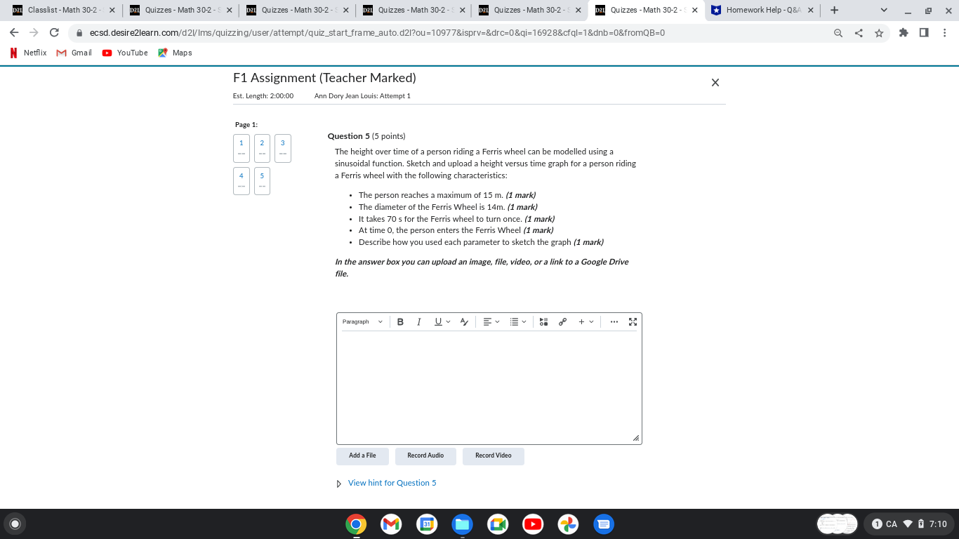 in the fifth blank) 31 CA 9 0 7:10Dan Classlist - Math