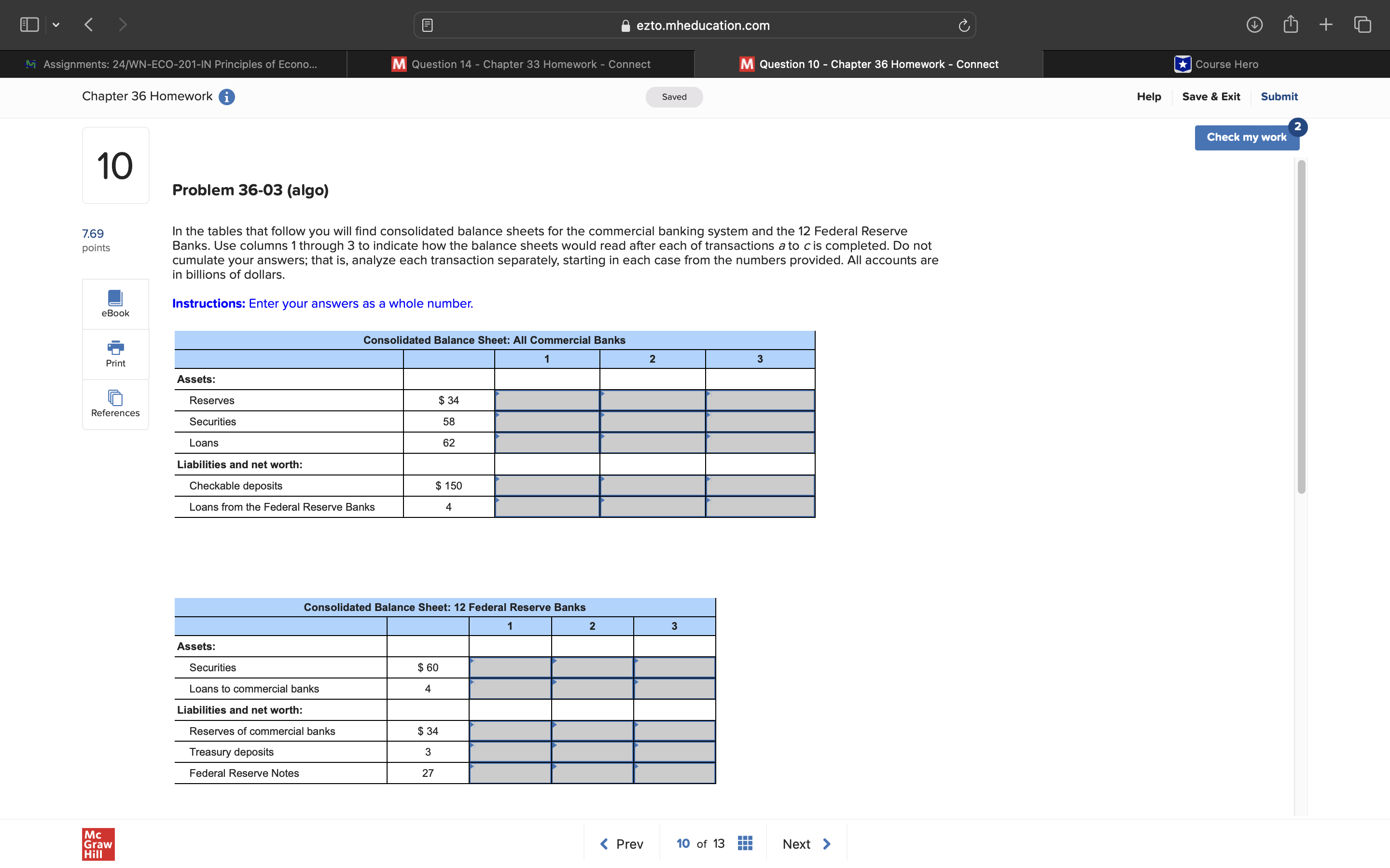 Chapter 36 Homework @ Saved Help Save&Exit Submit Review Question 36-03 769