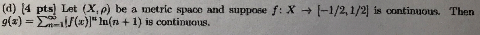 Let (X, p) be a metric space and suppose f: X -