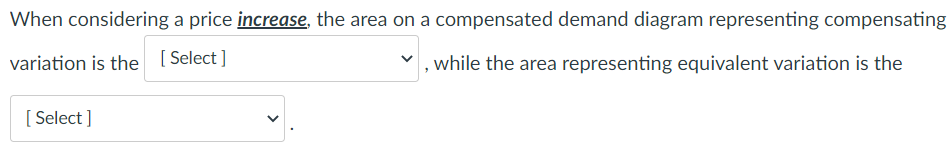 When considering a price increase, the area on a compensated demand