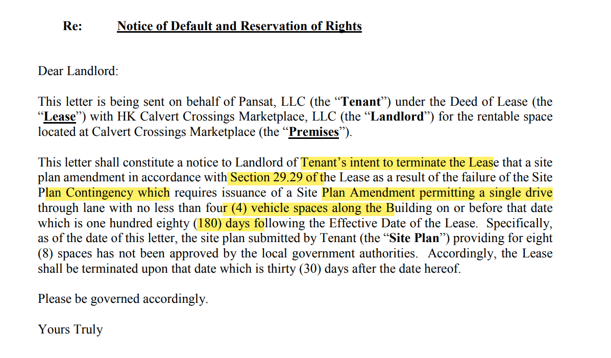 We have two unexpected problems at Calvert Crossings - both of