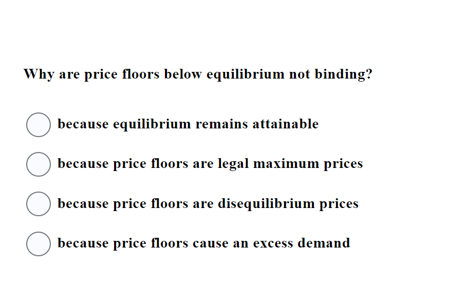 remains attainable O because price floors are legal maximum prices O because