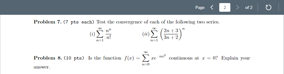 of the following two scries. 2 Problem 8. (10 pts) Is thc