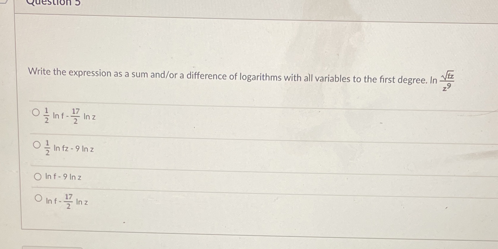 of logarithms with all variables to the first degree. In Vitz 9