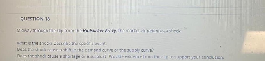 market experiences a shock. What is the shock? Describe the specific event.