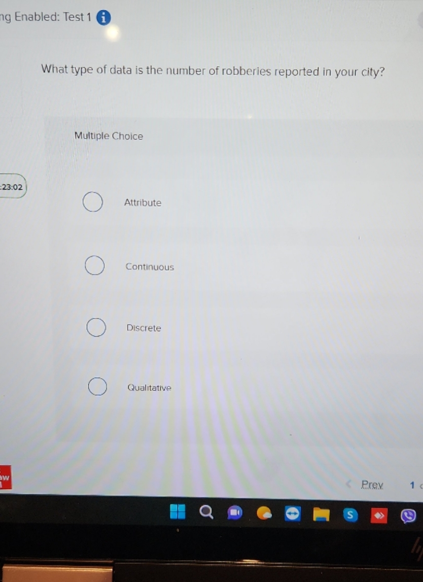  30 min left ig Enabled: Test 1 i What type of