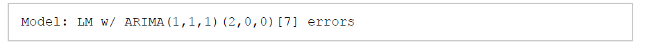  Examining the below R output, explain what model was selected for