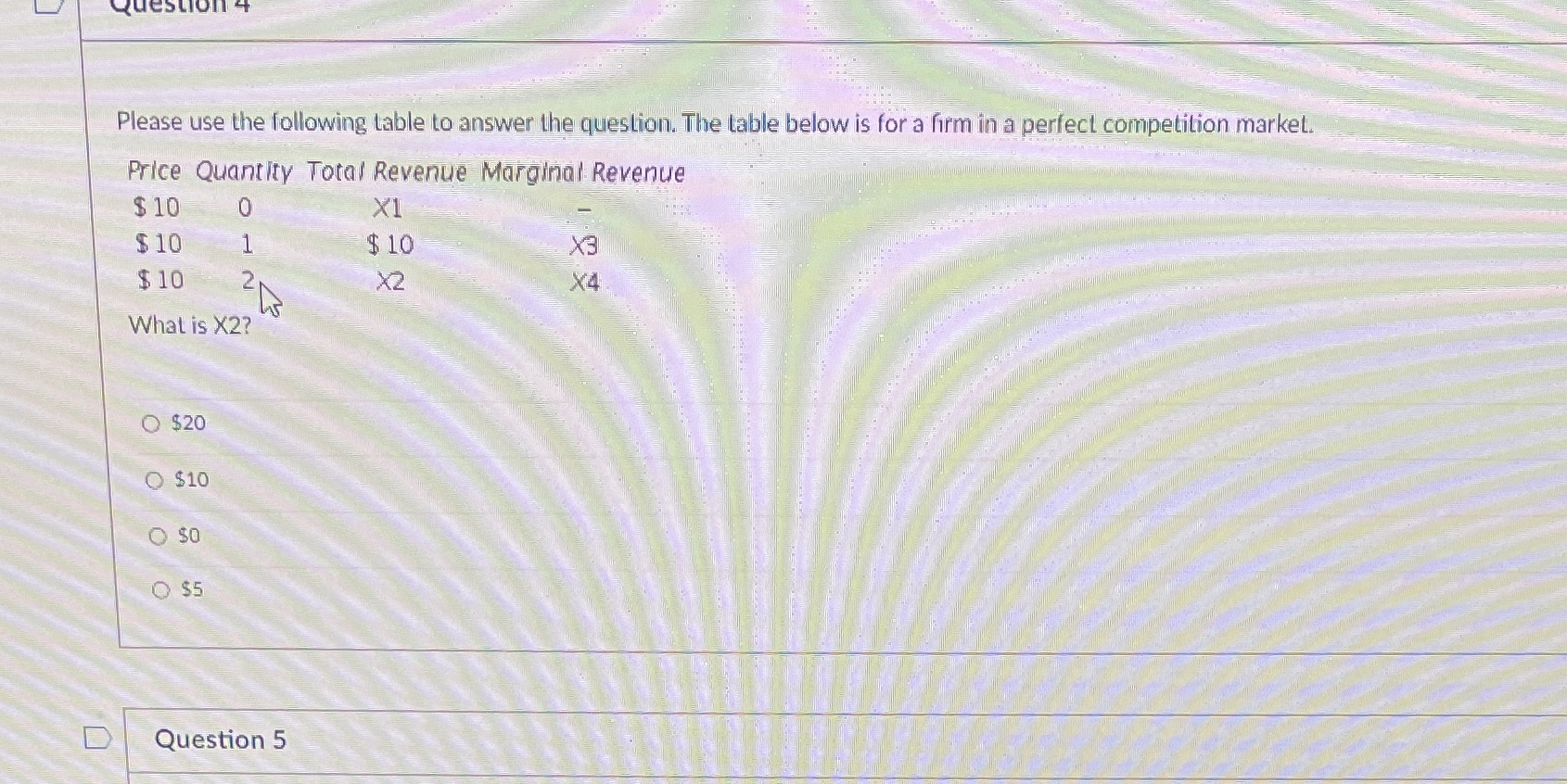 table below is for a firm in a perfect competition market. Price