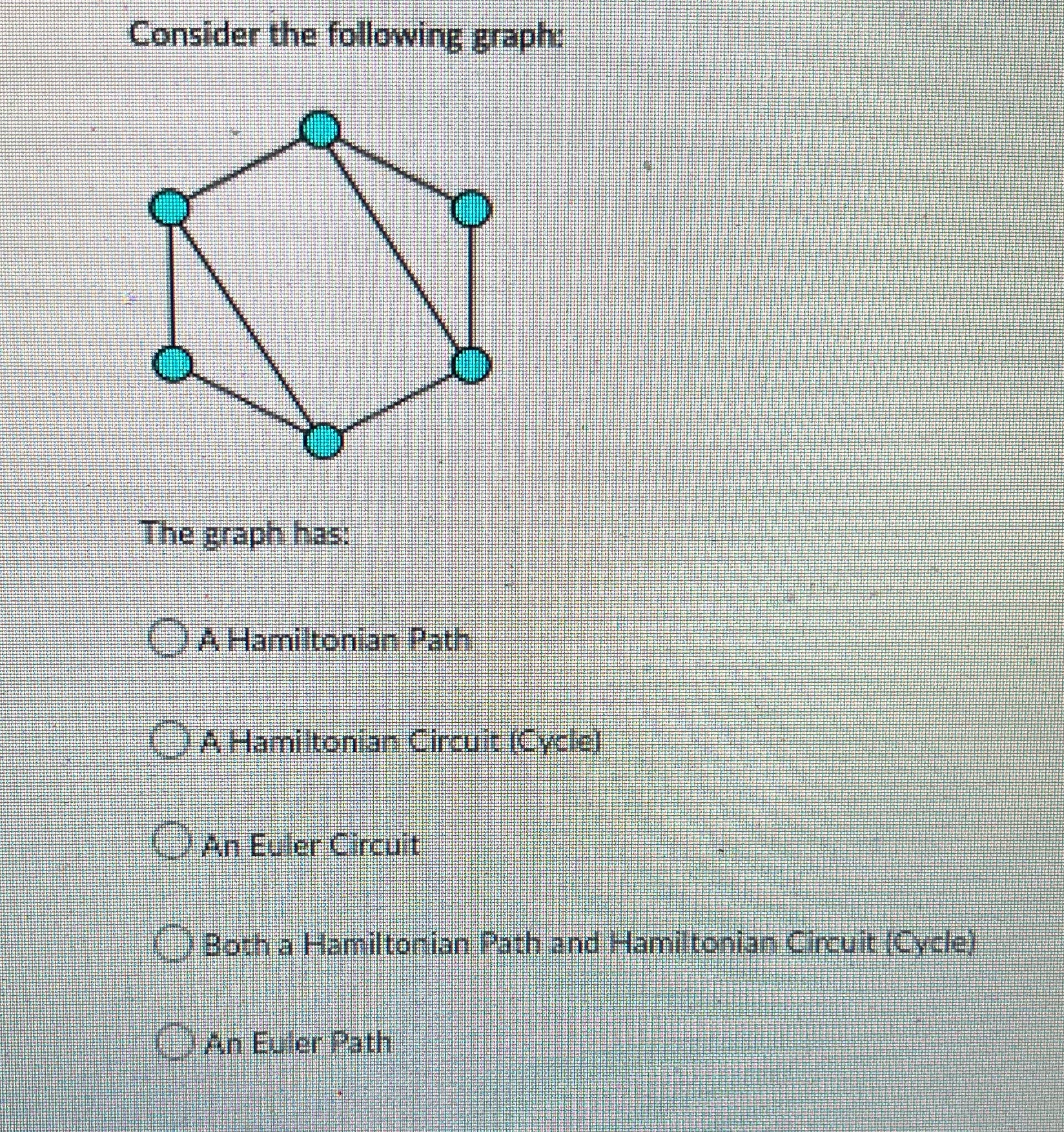 Hamiltonian Circuit (Cycle] An Euler Circuit () Both a Hamiltonian Path and