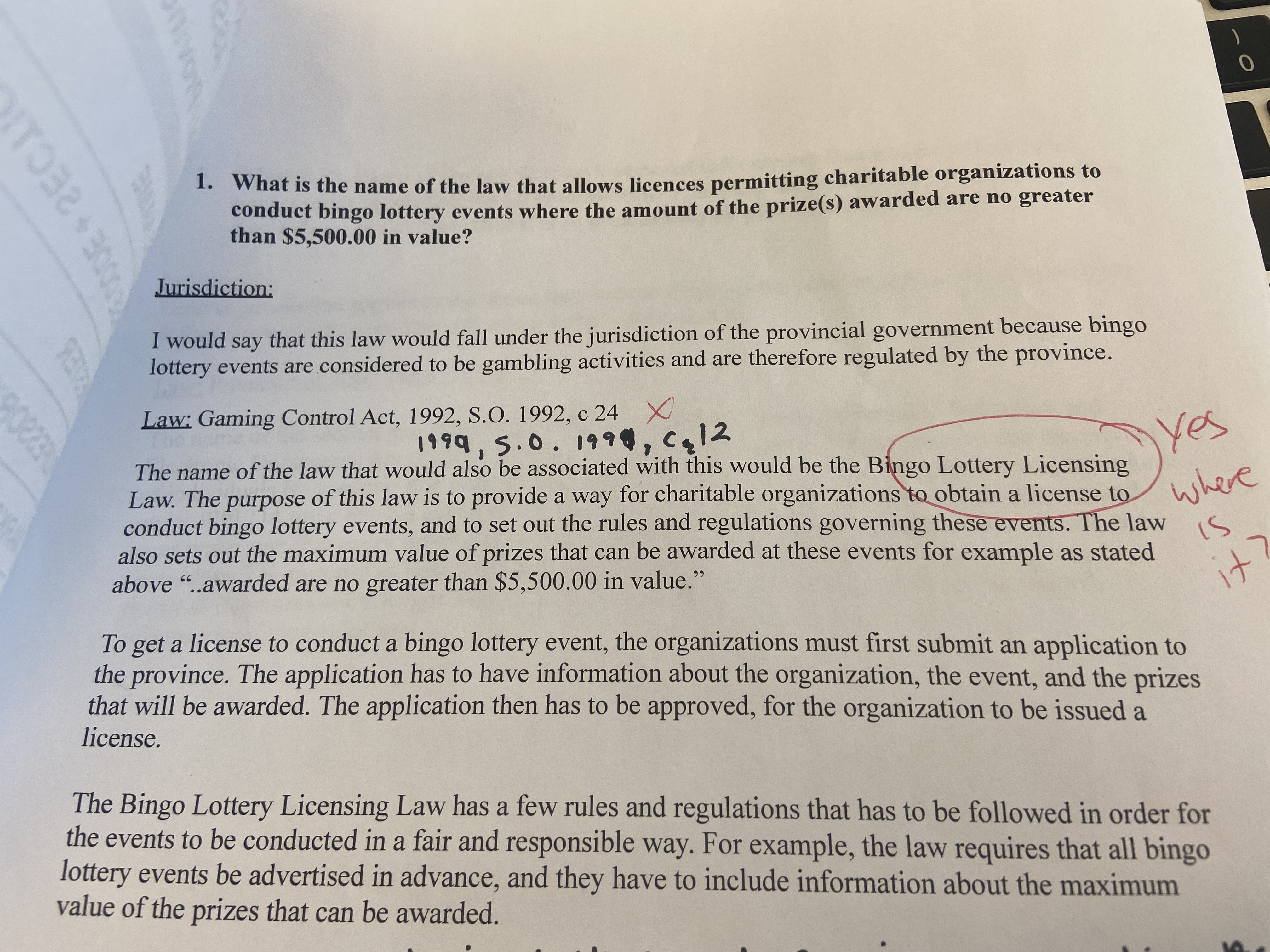 l. What is the name of the law that allows licences permitting