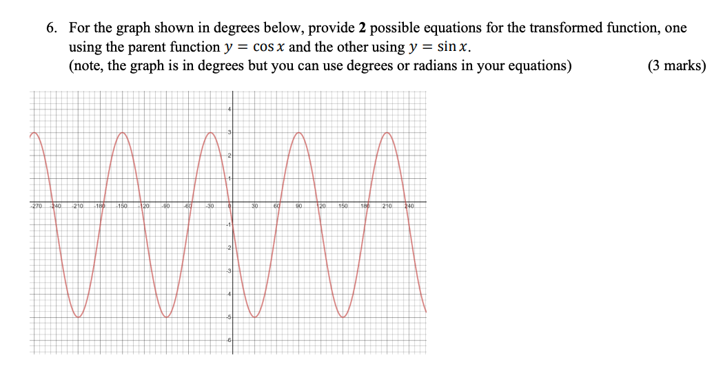 6. For the graph shown in degrees below, provide 2 possible