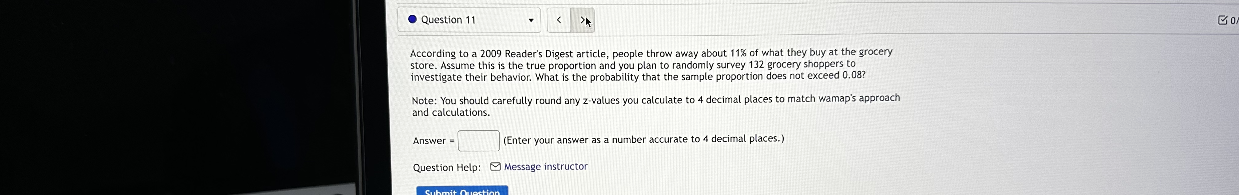 standard error (Le. the standard deviation) of this sampling distribution, rounded to