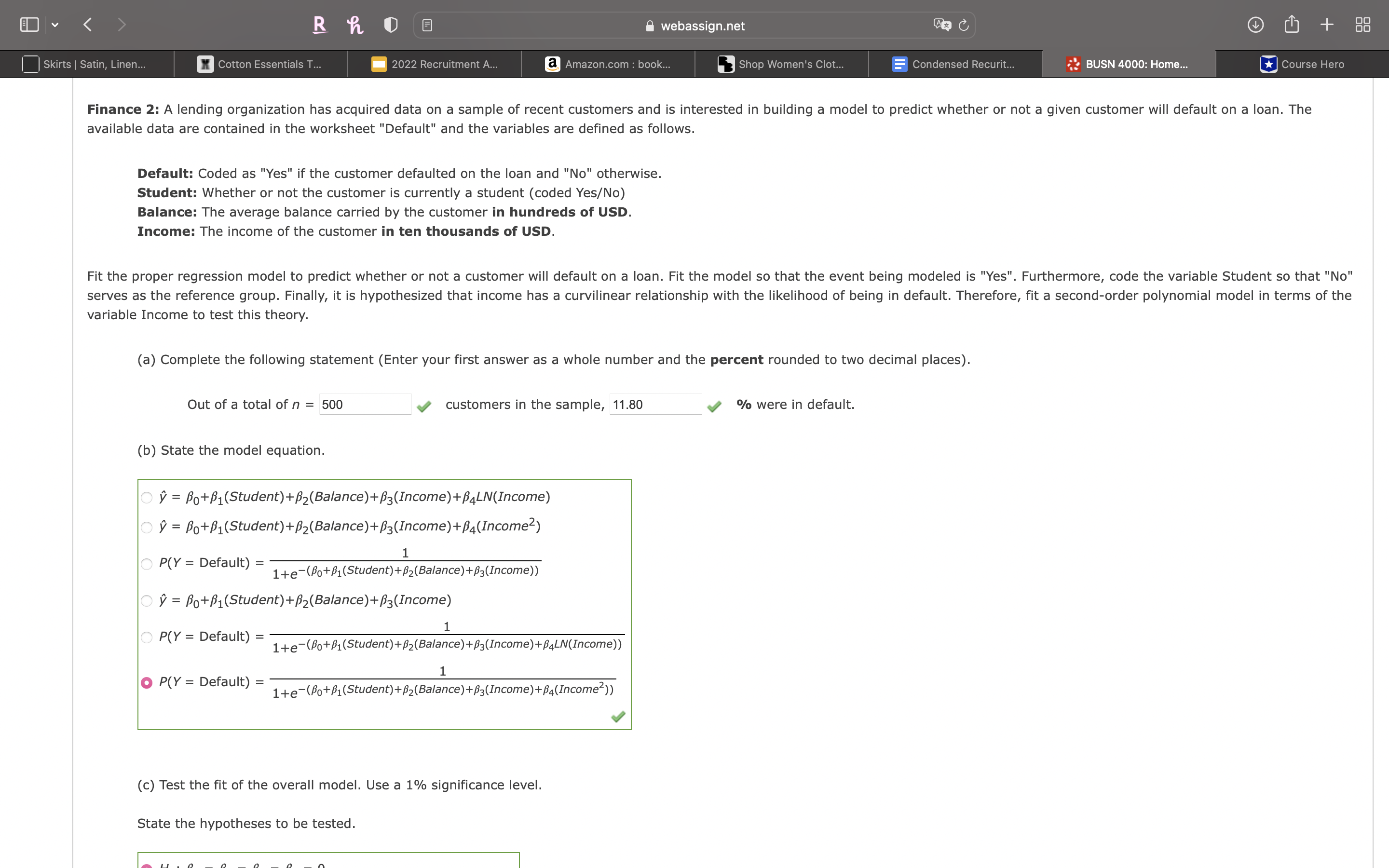 will default on a loan. The available data are contained in the