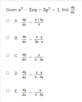 =x2 O D. g(x) = x2+ O E. g(x) = x' +