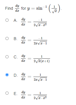form before taking the limit? O A. f' (x) = e lim